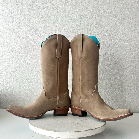 Lane EMMA JANE Womens Cowboy Boots 7.5 Latte Suede Western Cowgirl Mid Calf Tall - Picture 8 of 12